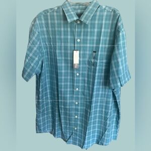 🔥NWT! VAN HEUSEN! BIG & TALL! SHORT SLEEVE BUTTON SHIRT! “AQUA STORM” NO IRON!
